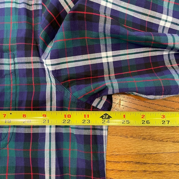 NEW Chaps Mens Shirt Green Navy Plaid Sz L Long Sleeve Button Down Easy Care - Picture 8 of 9